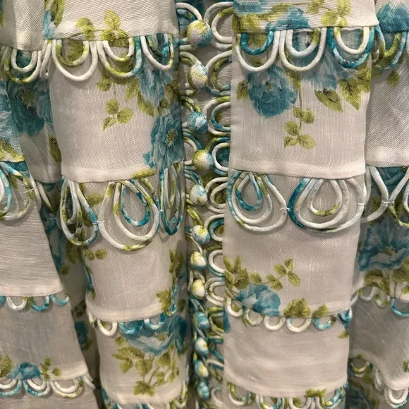 Rare! Zimmermann Whitewave Honeymoon blue and Green Embroidered Dress Size 2 - Picture 10 of 10
